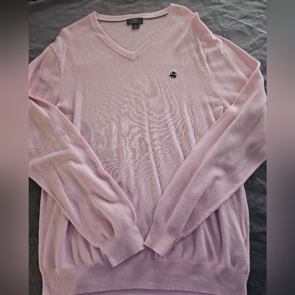 BROOKS BROTHERS SWEATER PULLOVER PINK V NECK WOMENS XL